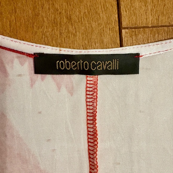 Roberto Cavalli Red and Cream Asymmetrical Dress - Picture 2 of 4